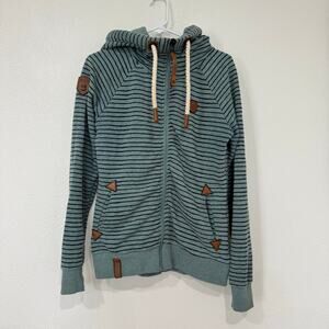 Naketano The Poets Choice Striped Stormy Sea Melange Zip Up Hoodie Medium